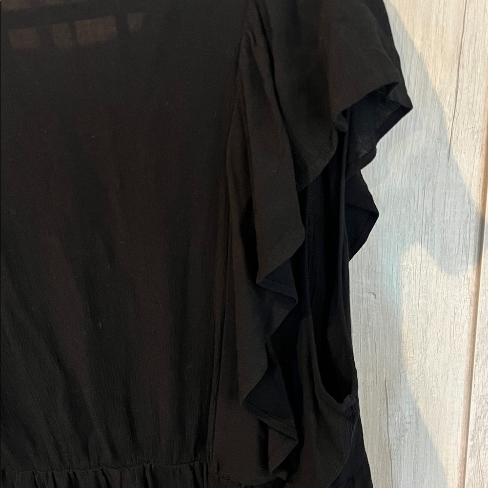 BloomChic Black V-Neck Blouse with Button Detail - Picture 8 of 9